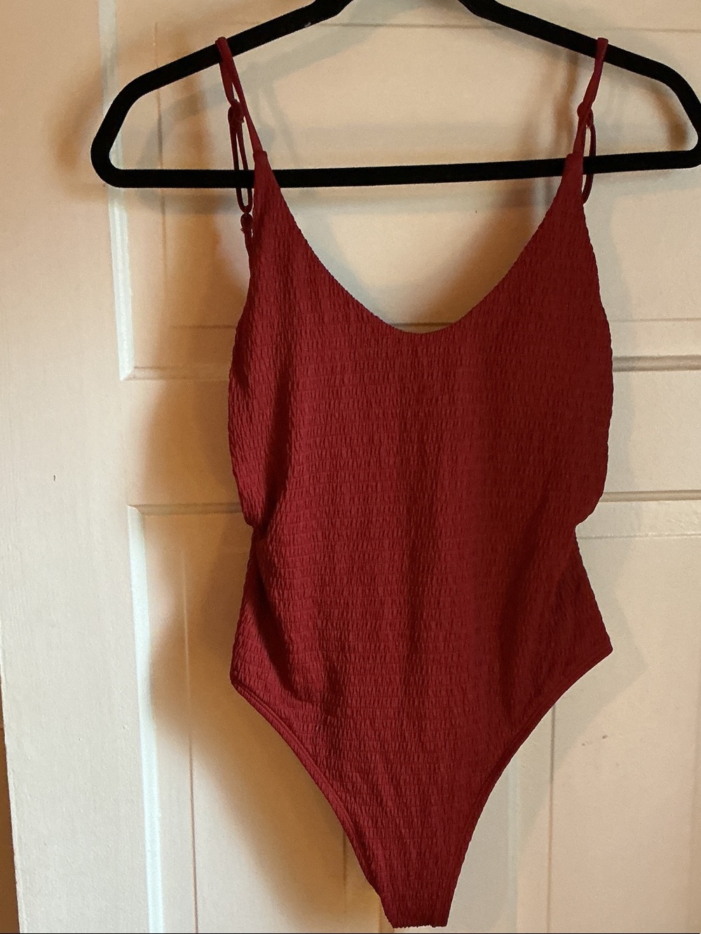 aerie Red Textured One-Piece Swimsuit